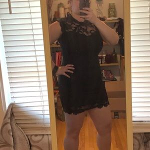 Black lace mini dress